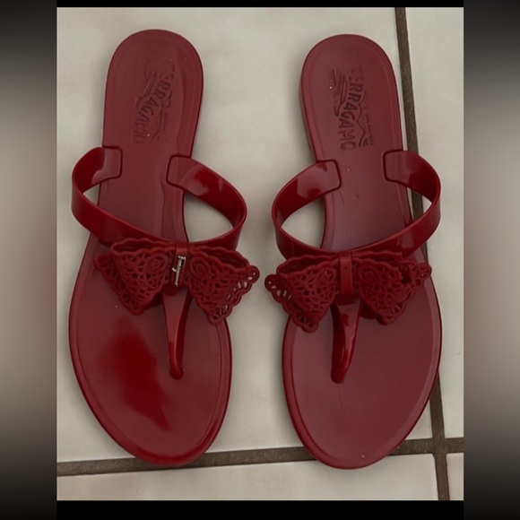 Salvatore Ferragamo Red Jelly Sandals - Picture 1 of 4